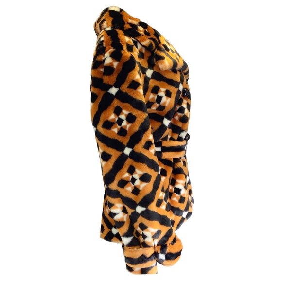Mary Katrantzou Stokes Tan / Black Faux Fur Jacket - Picture 2 of 4